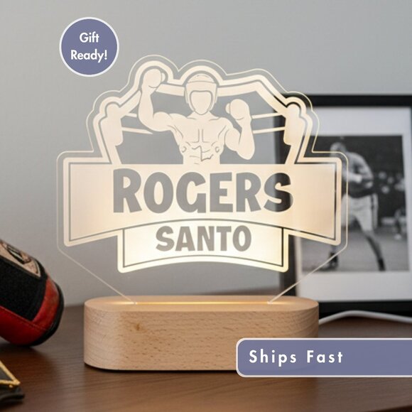 Personalized Boxing Night Light – Custom LED Lamp for Boxers - Picture 1 of 8